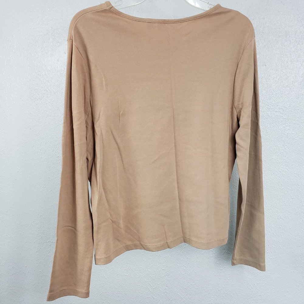 Croft & Barrow Women's Nude Embroidered Scoop Neck Long Sleeve Shirt Top Blouse - Picture 8 of 13